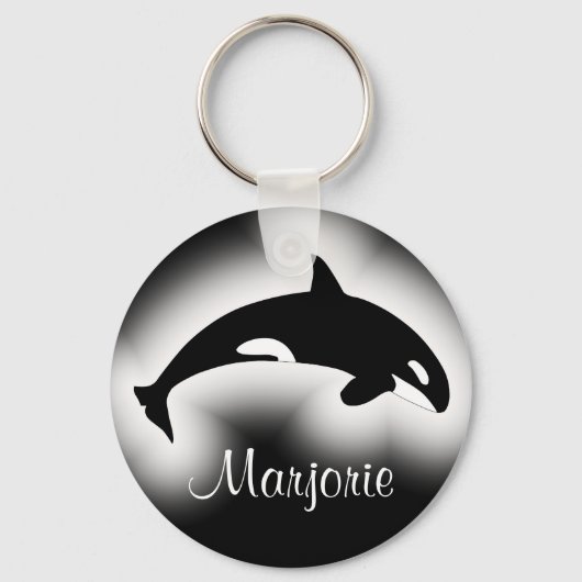 Orca Killer Whale Black en White Name Sleutelhanger (Voorkant)