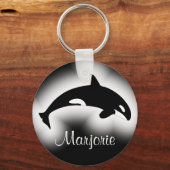 Orca Killer Whale Black en White Name Sleutelhanger (Voorkant)