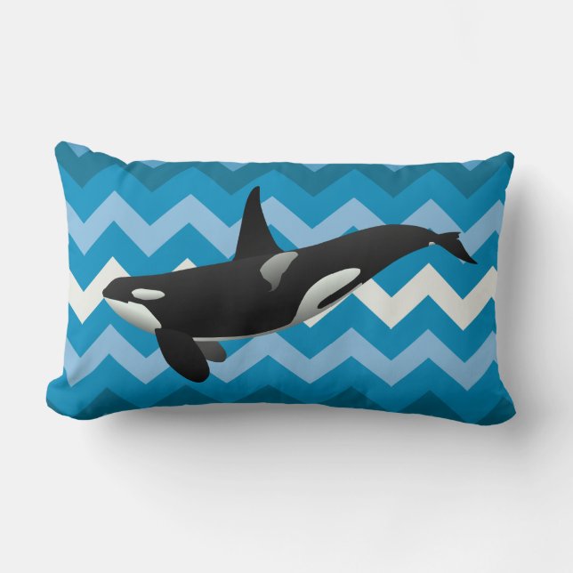 Orca Killer Whale Blue Chevron Sierkussen Kussen (Voorkant)