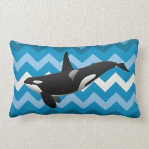 Orca Killer Whale Blue Chevron Sierkussen Kussen