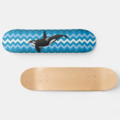 Orca Killer Whale Blue Zigzag Chevron Skateboard (Horizontaal)