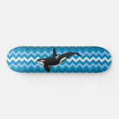 Orca Killer Whale Blue Zigzag Chevron Skateboard (Horizontaal)