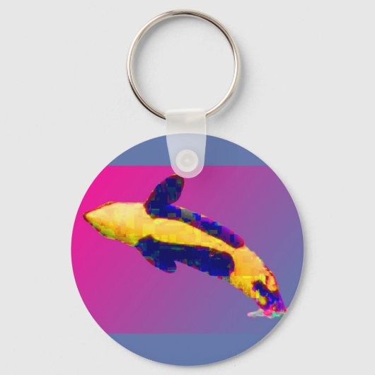 Orca Killer Whale Breach in Bright Colors Sleutelhanger (Voorkant)