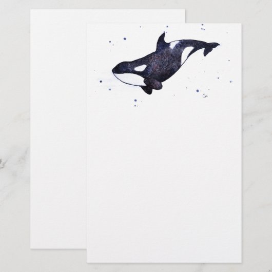Orca Killer whale illustratie Briefpapier (Voorkant / Achterkant)