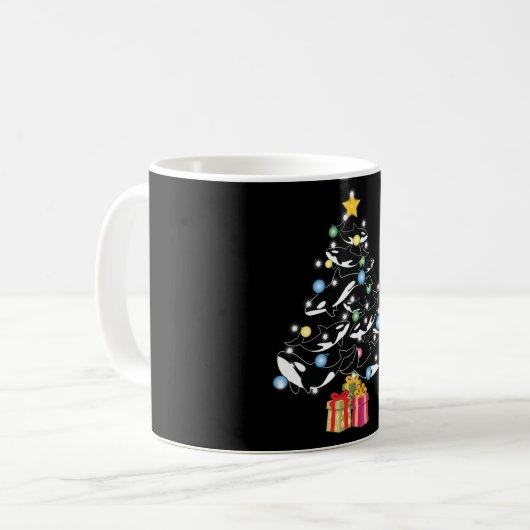 Orca Killer Whale & kerstboom Koffiemok (Voorkant links)