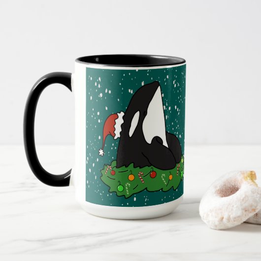 Orca Killer Whale Kerstmis Mok (Met donut)