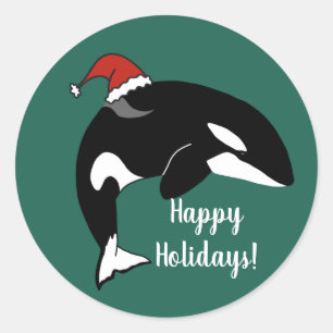 Orca Killer Whale Kerstmis Ronde Sticker