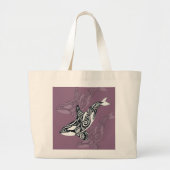 Orca Killer Whale mauve Paarse Tlingit Tribal Ink Grote Tote Bag (Voorkant)