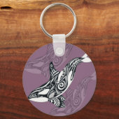 Orca Killer Whale mauve Paarse Tlingit Tribal Ink Sleutelhanger (Voorkant)