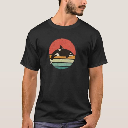 Orca Killer Whale Ocean Retro Sunset Pul Hoodie T-shirt (Voorkant)