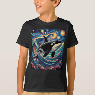 Orca Killer Whale Sterrennacht Colorful Ocean Art T-shirt
