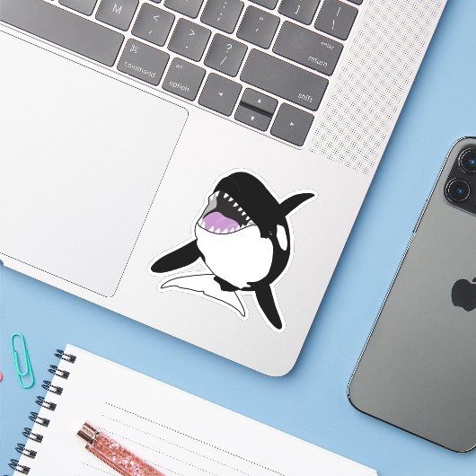 Orca Killer Whale Sticker (Laptop met iPhone)