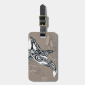Orca Killer Whale Taupe Tlingit Tribal Ink Bagagelabel (Voorkant verticaal)