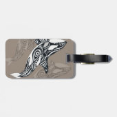 Orca Killer Whale Taupe Tlingit Tribal Ink Bagagelabel (Achterkant horizontaal)