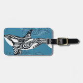 Orca Killer Whale Tlingit Indigo Blue inkt Bagagelabel (Voorkant horizontaal)