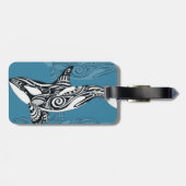 Orca Killer Whale Tlingit Indigo Blue inkt Bagagelabel (Achterkant horizontaal)