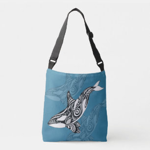 Orca Killer Whale Tlingit Indigo Blue inkt Crossbody Tas