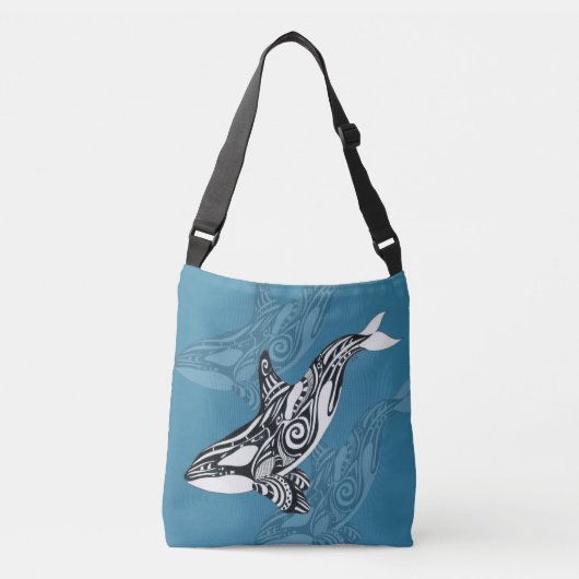 Orca Killer Whale Tlingit Indigo Blue inkt Crossbody Tas (Voorkant)