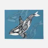 Orca Killer Whale Tlingit Indigo Blue inkt Deurmat (Voorkant)