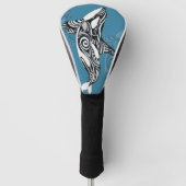 Orca Killer Whale Tlingit Indigo Blue inkt Golfheadcover (Voorkant)