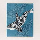 Orca Killer Whale Tlingit Indigo Blue inkt Legpuzzel (Verticaal)