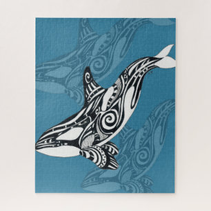 Orca Killer Whale Tlingit Indigo Blue inkt Legpuzzel