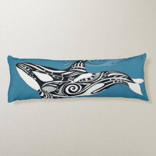 Orca Killer Whale Tlingit Indigo Blue inkt Lichaamskussen