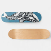 Orca Killer Whale Tlingit Indigo Blue inkt Persoonlijk Skateboard (Horizontaal)