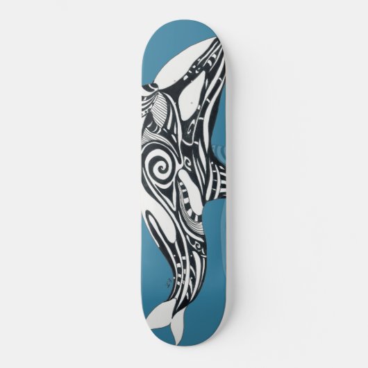 Orca Killer Whale Tlingit Indigo Blue inkt Persoonlijk Skateboard (Voorkant)