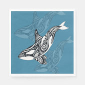 Orca Killer Whale Tlingit Indigo Blue inkt Servet (Voorkant)