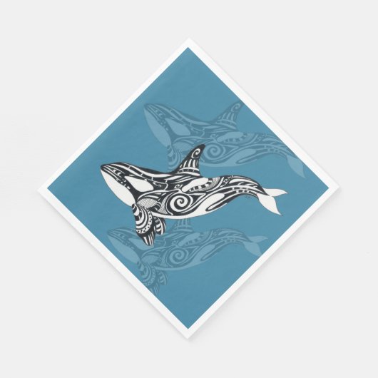 Orca Killer Whale Tlingit Indigo Blue inkt Servet (Hoek)
