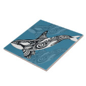 Orca Killer Whale Tlingit Indigo Blue inkt Tegeltje (Zijkant)