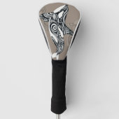 Orca Killer Whale Tlingit Indigo Taupe ink Golfheadcover (Voorkant)