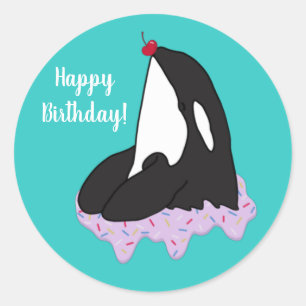 Orca Killer Whale Verjaardagsklassieker Ronde Sticker