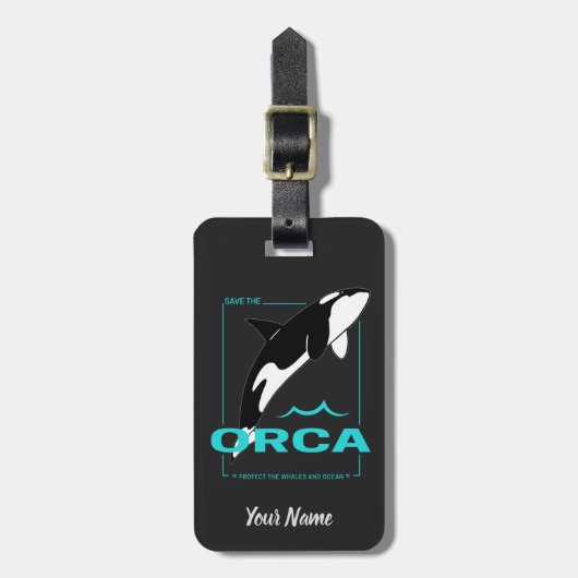 Orca Killer Whale voor een meisje dat gewoon van O Bagagelabel (Voorkant verticaal)