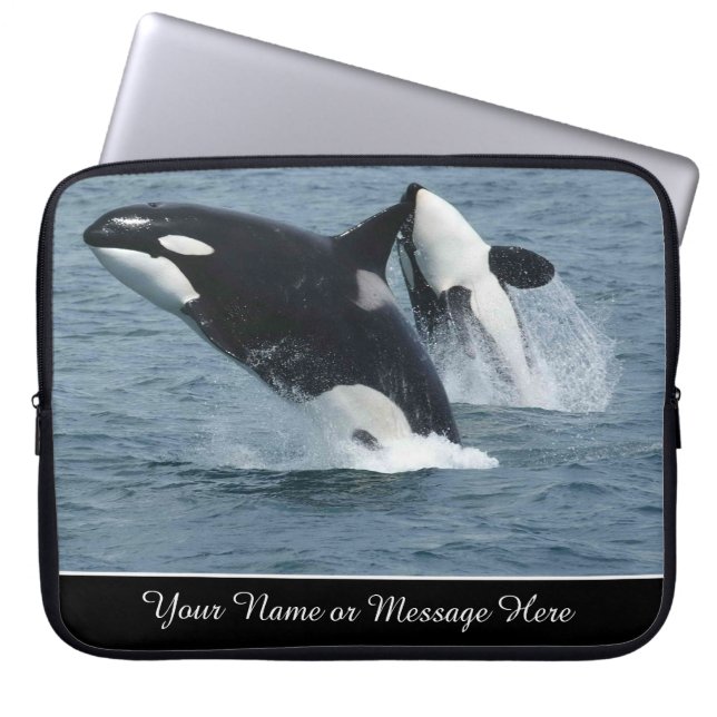 Orca Killer Whales die gepersonaliseerd zijn Laptop Sleeve (Voorkant)