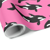 Orca Killer Whales Swimming Pattern op Roze Cadeaupapier (Rol Hoek)
