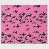Orca Killer Whales Swimming Pattern op Roze Cadeaupapier (Vlak)