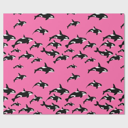 Orca Killer Whales Swimming Pattern op Roze Cadeaupapier (Vlak)