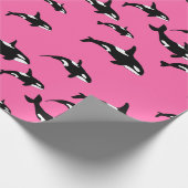 Orca Killer Whales Swimming Pattern op Roze Cadeaupapier (Hoek)