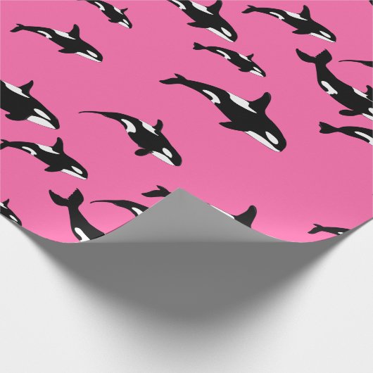 Orca Killer Whales Swimming Pattern op Roze Cadeaupapier (Hoek)