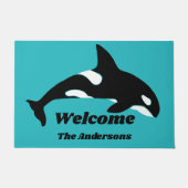 Orca Killer Wheel Blauwgroen Blauw Aangepast Deurmat (Voorkant)