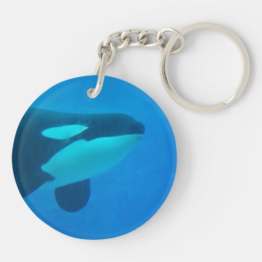 orca killerwalvis onderwaterblauw sleutelhanger (Achterkant)