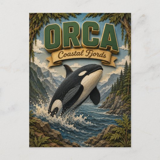 Orca Kust Fjorden POPCUT Briefkaart (Voorkant)