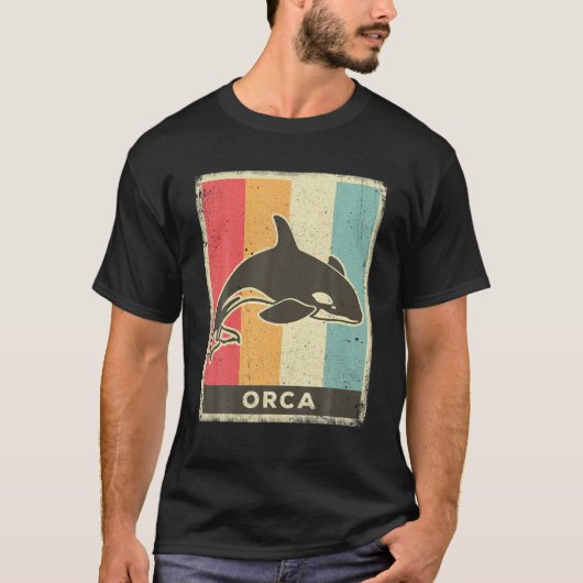 Orca Lover  Retro Poster Dier T-shirt (Voorkant)
