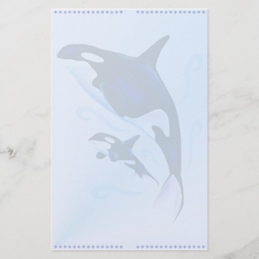 Orca Mam en Baby Stationery Briefpapier (Voorkant)