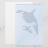 Orca Mam en Baby Stationery Briefpapier (Voorkant / Achterkant)