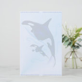 Orca Mam en Baby Stationery Briefpapier (Staand voorkant)