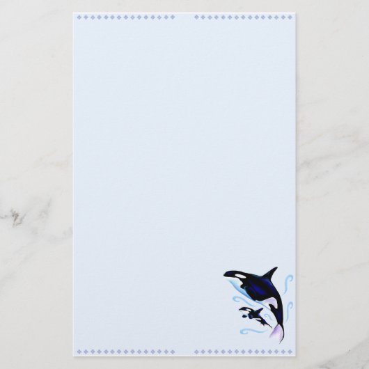 Orca Mam en Baby- Stationery Briefpapier (Voorkant)