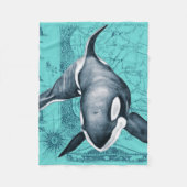 Orca Map Blauwgroen Fleece Deken (Voorkant)